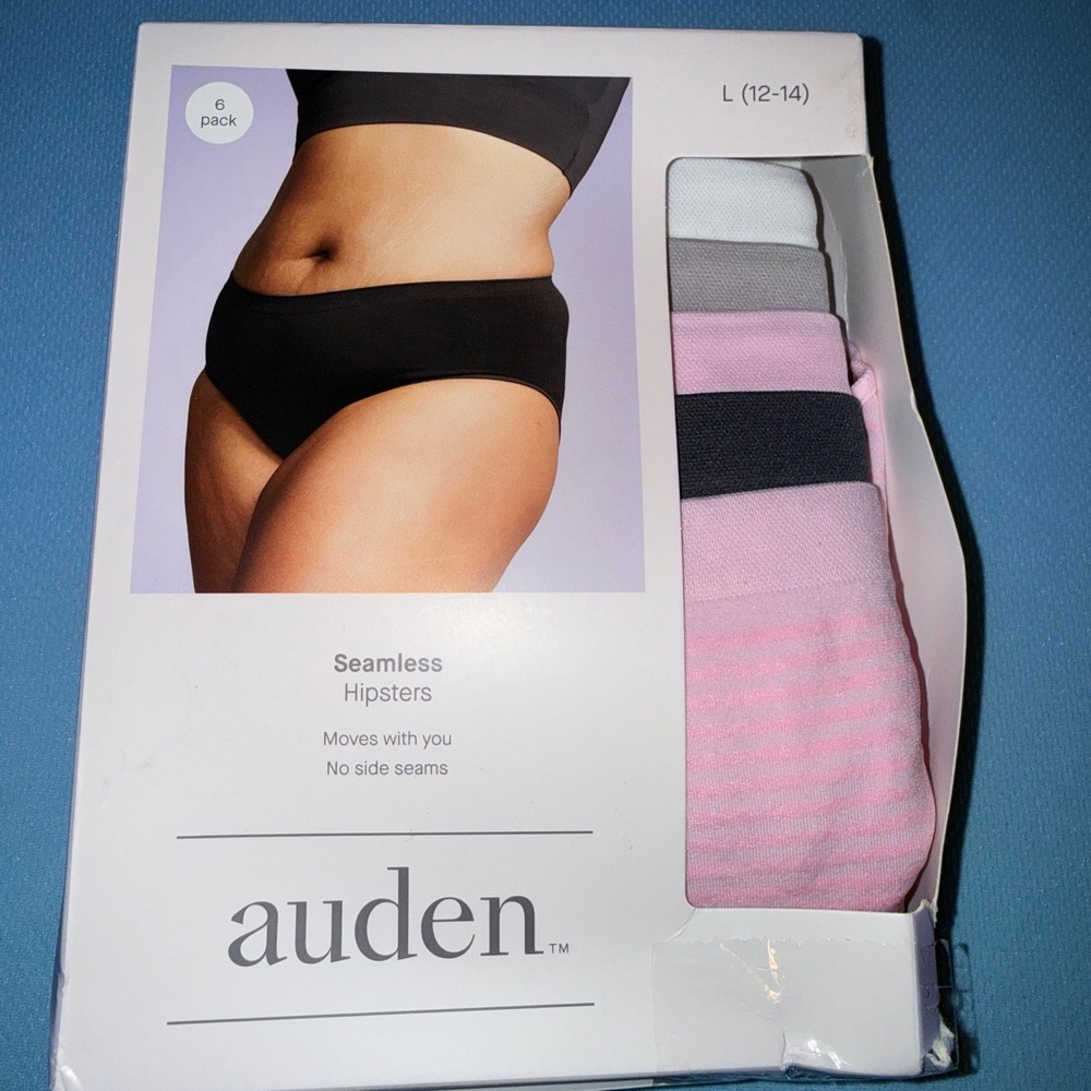 Auden Seamless Hipster Panties Women L 12-14 NEW 6 Pack Neutral Pink Multi